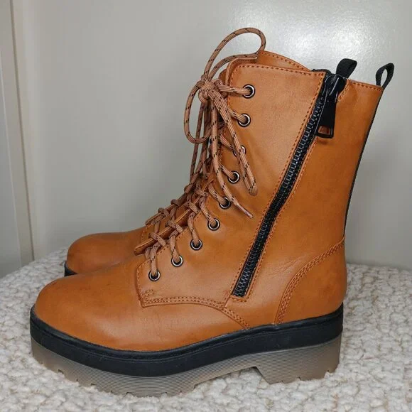 Mia Colin Lug Sole Faux Leather Combat Boots 7.5 - Picture 5 of 10